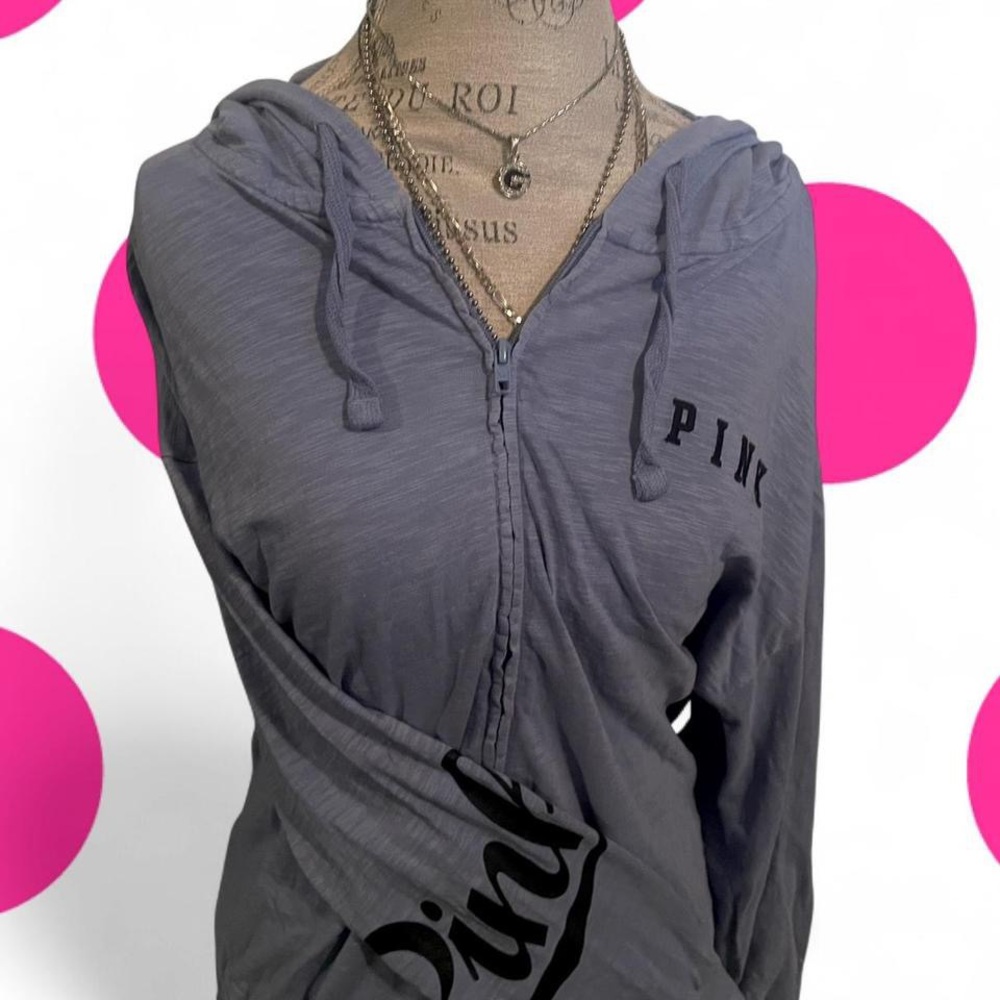 VS PINK • Periwinkle Blue / Black Zip up Jacket • SIZE - L • 100% Cotton